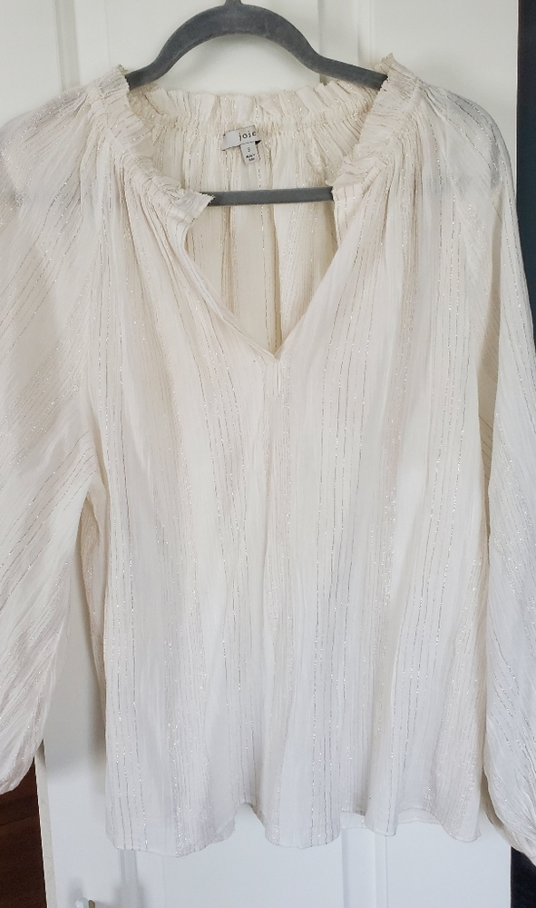 Joie Elza Metallic Stripes Peasant Blouse.